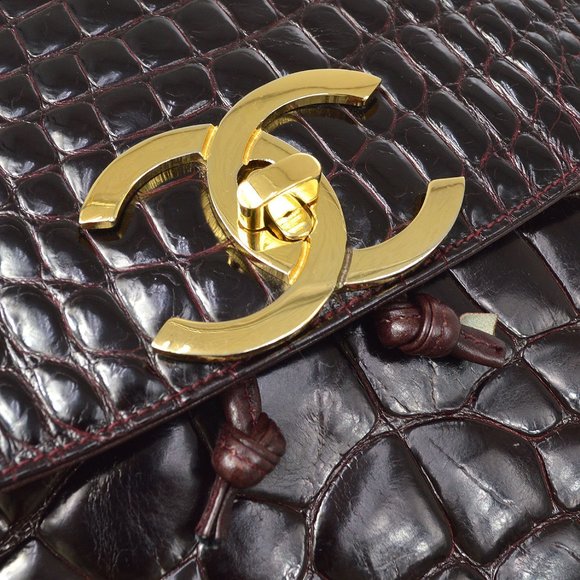 CHANEL * 1986-1988 Backpack Bordeaux Crocodile 60497 - Picture 7 of 11